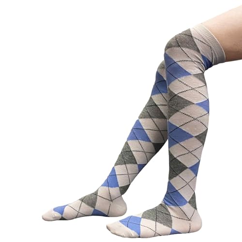 Image of COUVER Women's Thigh High /Over Knee Fashion Argyle Socks, Medium, 1 Pair