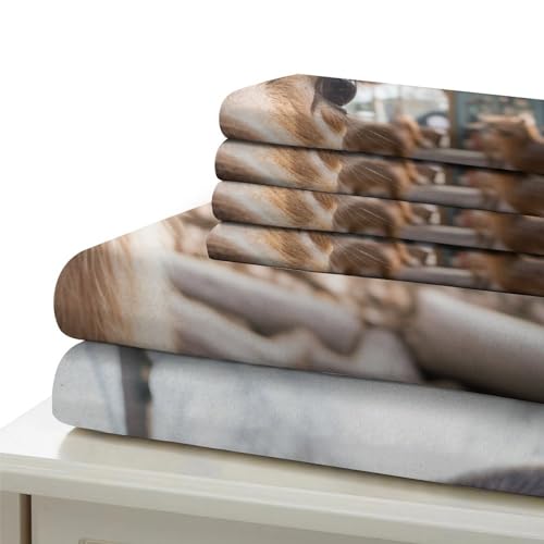 VerimP Conjunto de cama adorável com estampa em 3D irmã cervo, capa de edredom, capa de edredom com