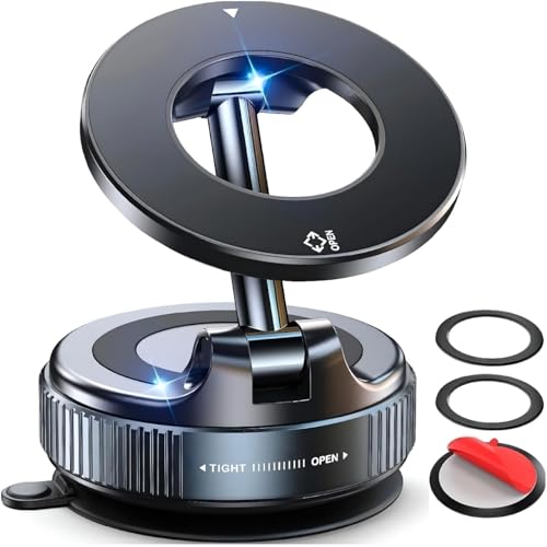 2026 Upgraded Vacuum Magnetic Car Phone Holder 360° Reinforced 96LBS Ultra Suction Cup Phone Mount for Mag-Safe Cell Phone Holders for Your Car/Gym/Mirror Mount for iPhone & Android