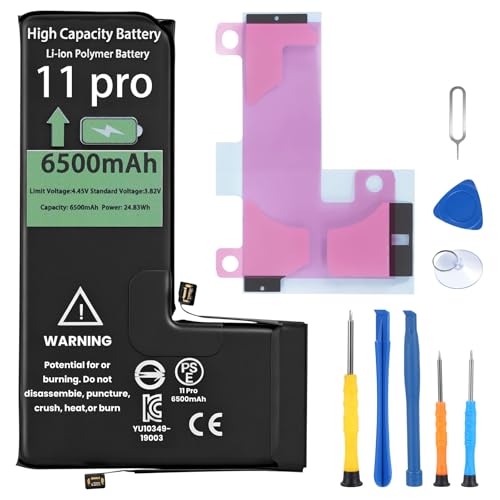 Akku für iPhone 11Pro 6500mAh Hochkapazitäts Lithium-Polymer Ersatzakku mit Reparaturwerkzeug Set