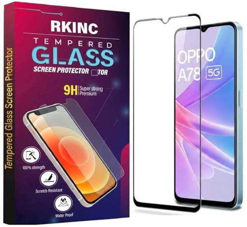 Image of RKINC Tempered Glass for Oppo A77S, A77, A78, A59, A18, A38, K10, A15, A15S, A31, A9 2020, A5 2020, Vivo Y28, Y17S and Y56 (6.56 Inch) Military Grade Gorilla Screen Guard Protector | With Installation Kit | Edge to Edge Coverage | Black