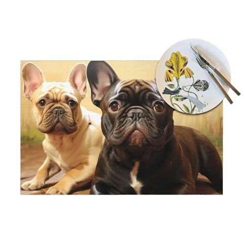 Sets de table bouledogue français antidérapants lavables cuisine extérieur - 8