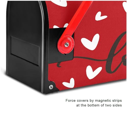 Image of Wamika Happy Valentine's Day Mailbox Cover Standard Size Valentines Day Red Love Heart Magnetic Mailbox Covers Garden Yard Box Cover Holiday Decorations 21 inch L x 18 inch W