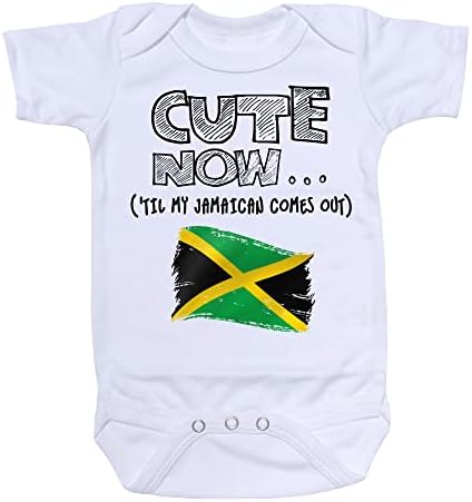 Cute Now Baby Jamaica Bodysuit Til My Jamaican Comes Out Country Pride Baby/Infant Jumpsuit in White Pick Size NB-18M