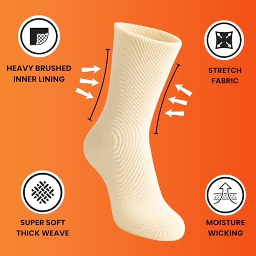 Image of Heat Logic Women's Thermal Socks, Hiking Warm Winter Thick Thermal Crew, Cozy, Cabin & Boot Socks, With & Without Grippers