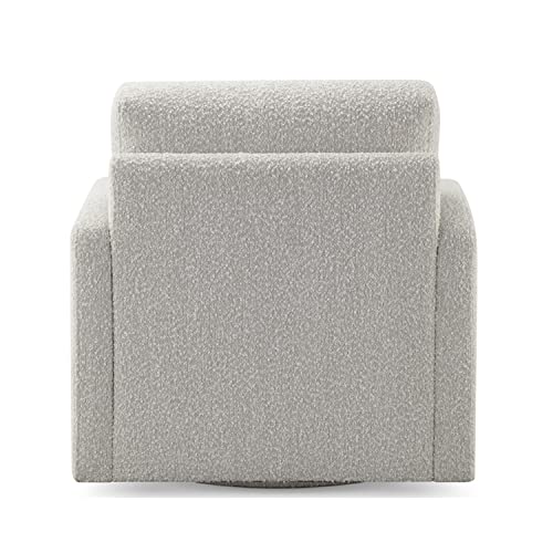 Chers Grazia Swivel Accent Chair Barrel Upholstered Armchair With Swivel Base, Off-White Club Arm Chair Fully Assembled #TOP3