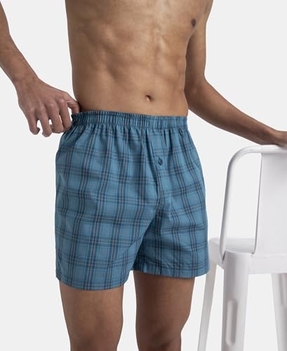 Image of Jockey 8222 Men Super Combed Mercerized Cotton Woven Checkered Inner Boxers with Ultrasoft and Durable Inner Waistband Pack of 2