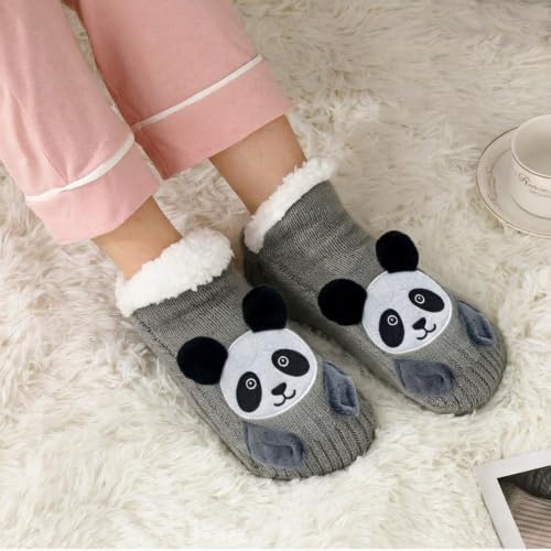 Image of ZYZX Cute Animal Slipper Socks for Women with Grips,Fuzzy Socks Indoor