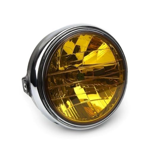 Kanoan バイク 用 ヘッドライト イエロー レンズ マルチリフレクター ユニット バルブ付き CB400SF NC31 CBX400 VTR250 等 外装 180パイ 汎用 社外品 効率照射 クリスタルランプ (イエロー)のサムネイル