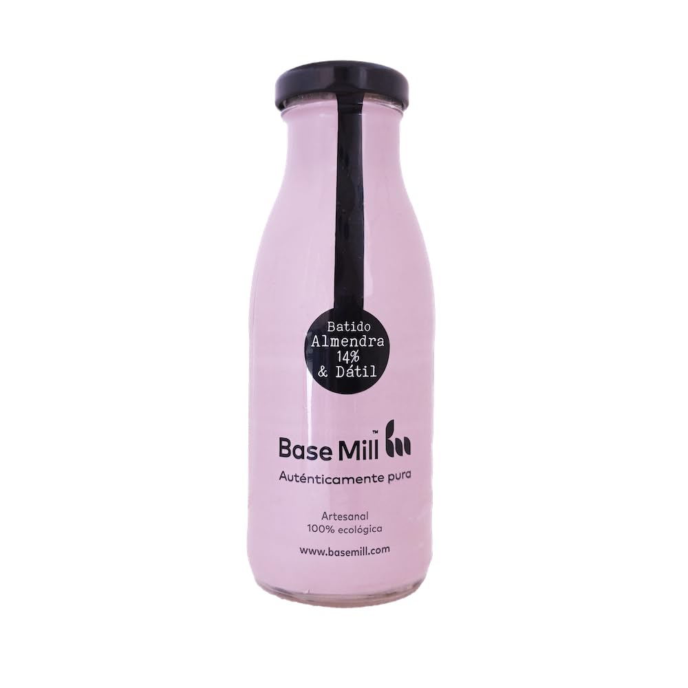 Base Mill Pack de 20 Batidos de Almendra Ecológicos – 250 ml– 5 Sabores: Natural, Dátil, Cacao, Canela, Vainilla – 100% Vegano, Sin Azúcares Añadidos, Sin Gluten, Alto en Proteínas, Bajo en Grasa