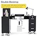 Manicure Table Nail Station w/Dust Collector - L-Shaped Nail Tech Table with Shelves, Storage Cabinets, Drawers, Metal Handles & Legs, Salon Wrist Rest, Beauty Salon Workstation Decor (Black)
