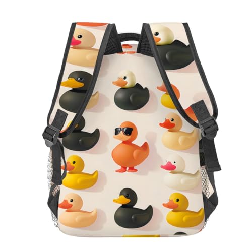 Rubber Duck Backpack,Cute Cartoon Ducks Polyester Backpacks,Lightweight Double Shoulder Back Pack for Kids & Teens,Fun Playful Bookbag,School Bag Gifts,Casual Travel Daypack Book Packs4