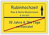 Rubinhochzeit Geschenk Ortsschild Bild personalisiert Rubin Hochzeit 40 Hochzeitstag Mann Frau Ehepaar
