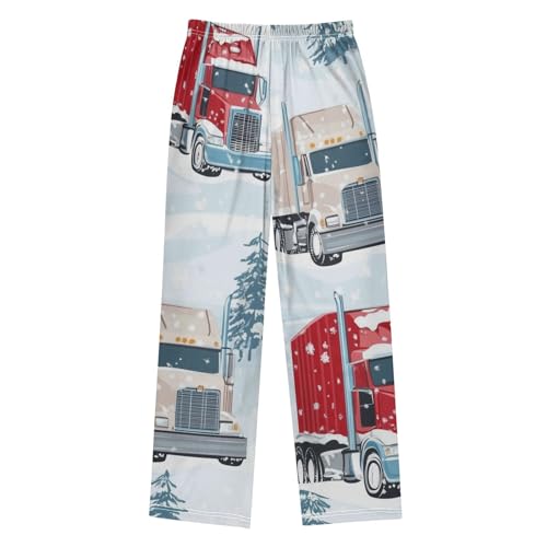 ZZXXB Winter Truck Tree Boys Long Pants Soft Trousers Elastic Waist Kids Lounge Bottoms with Pockets S-XL2