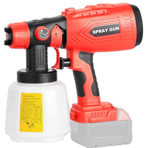 Image of Cordless Paint Sprayer Compatible with Milwaukee M18 Battery, HVLP Spray Paint Gun with 4 Copper Nozzle, 200W High Power Motor Paint Sprayer for Furniture (Battery Not Included)