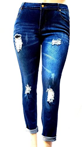 Jack David Womens Super Plus Size Ripped Destroy Denim Distressed Skinny Jeans Stretchy Pants3