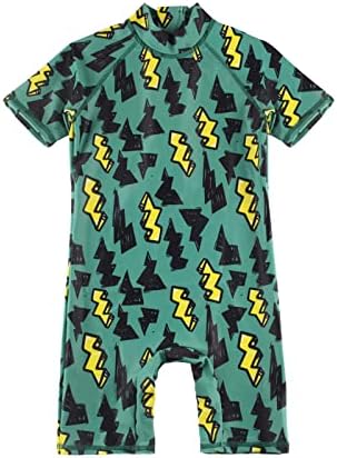Baby Toddler Boys Bathing Suits One-Piece Zip Swimsuit Short Sleeve Rash Guard Swimwear Sunsuits with UPF50+ Sun Protection for Summer Beach (Lightning,3-6M)