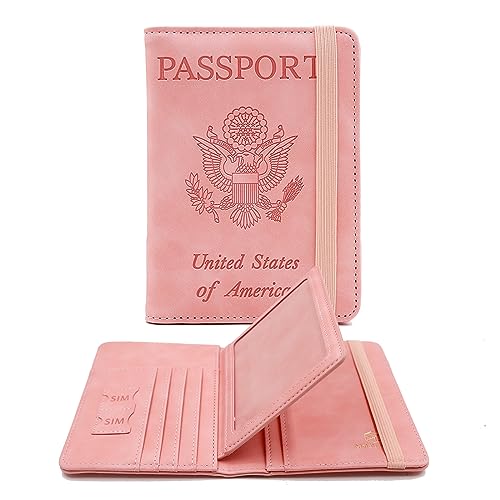 Image of Melsbrinna Rfid Passport Holder for Travel women /Men, Cute Passport Wallet Rfid Blocking Card Slots, Rfid Passport Cover /CaseTravel Wallet, Passport Book Holder (1, Pink3)