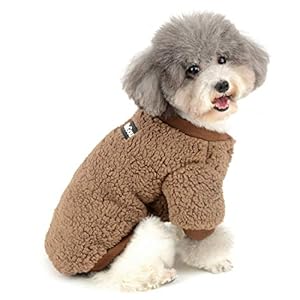 Zunea Small Dog Clothes Coat Winter Fleece Warm Puppy Jacket Apparel Chihuahua Sweater Clothing Pet Cat Doggie Boys Girls Jumper Brown S