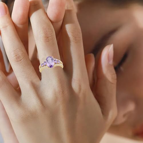 3ct Oval-Cut Natural Amethyst Engagement Ring Solitaire Purple Ring Solid 10k 14k 18k Gold Wedding Band Womens Engraved Promise Birthday for Women Wife4