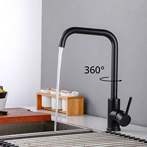 Robinet de cuisine noir chaud et froid orientable à commande unique