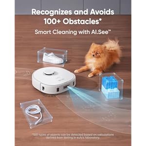 Eufy x10 pro omni robot vacuum and mop combo 8000 pa suction dual mops with 12 mm auto lift and carpet detection ai obstacle avoidance auto mop washing auto drying self emptying white  urban country home decor