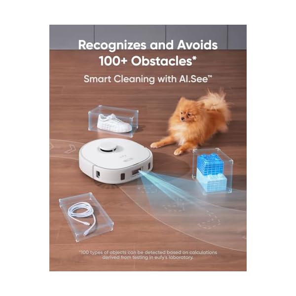 Eufy x10 pro omni robot vacuum and mop combo 8000 pa suction dual mops with 12 mm auto lift and carpet detection ai obstacle avoidance auto mop washing auto drying self emptying white  urban country home decor
