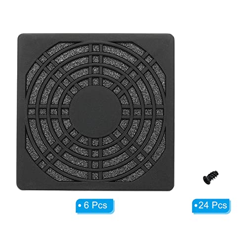 PATIKIL 80mm Cooling Fan Filter with Screw, 6 Pack ABS Ventilator Grill Protector Guard for Fan Protective Cover DIY Black - Image 3