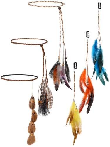 Geyoga Juego de 6 piezas de diadema de plumas con clip de plumas, estilo bohemio, para mujeres (estilo elegante)