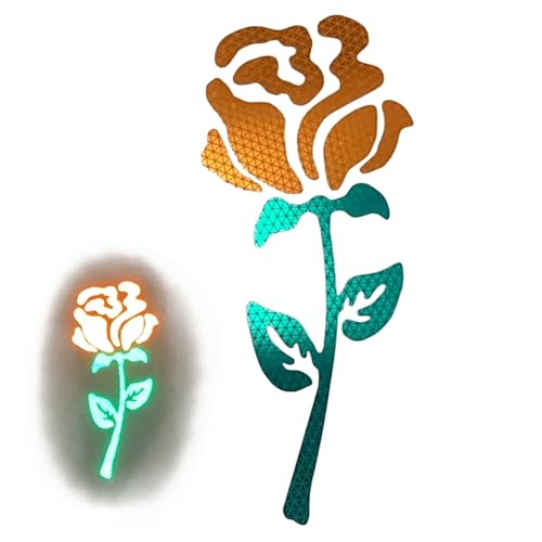 Image of High-Intensity Grade Reflective Rose Car Decal, Customizable, Multiple Colors and Size Options, Orange, 3inches