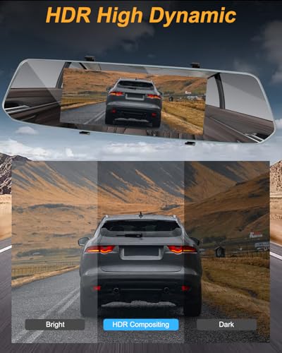 NHOPEEW 7 pulgadas Espejo Dash Cam con Vista Delantera y Trasera Cámaras Duales - Sensor de Gravedad/Visión Nocturna/Grabación en Bucle/Detección de Movimiento/Monitor de Aparcamiento + 64G Tarjeta SD - imagen 7