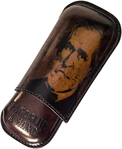 Artiglieria Fiorentina RIDOLFI Zigarrenhalter für Cubani glatt mit grünem Josef auf Bank 1000 Lire aus echtem Leder pflanzlich gegerbt Cover