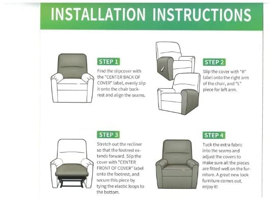 LiveGo Jacquard Recliner Chair Covers, Stretch Polyester Spandex Recliner Cover 4 Pieces - Image 3