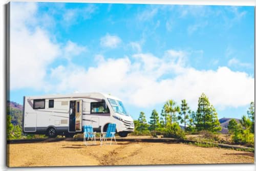 Canvas Wall Art Camper Van Nature Scene 24x32in