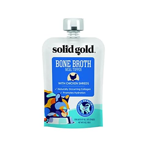 Solid Gold Bone Broth Cat Food Topper - Lickable Wet Cat Food with Protein Shreds for Hydration - Easy to Serve Wet Cat Food Gravy Bone Broth for Cats - Healthy Cat Snacks Treats - Chicken - 12 Pack Cover