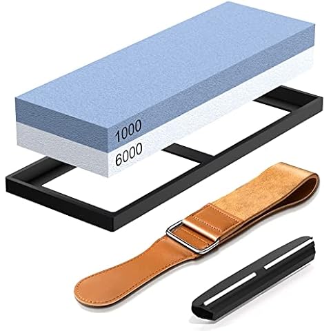 Danhon Actual Grit Premium Material Schärfstein 2 Seiten 1000/6000 Wetzstein Set Küchenmesserschärfer Stein nasse Steine zum Schärfen Cover