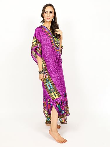 African Print Women Kaftan Dress Tunic Long Maxi Polyester Print Caftan Gown Beach Party Casual Kimono Nightdress3