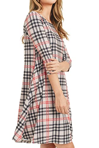 Women’s Printed Crew Neck A-Line Dresses with Pockets Casual Tropical Floral Novelty Animal Christmas Patterns2