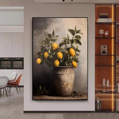Toile citronnier vase antique 90x140 cm pour la déco de salon