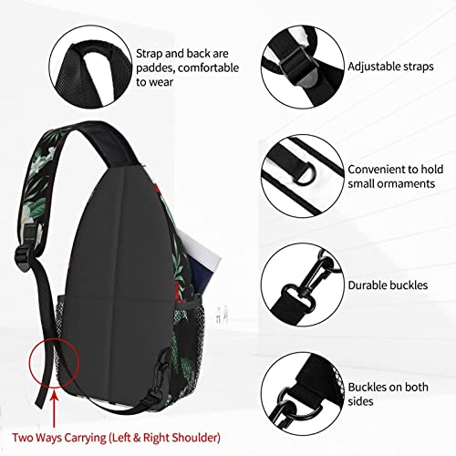 Tropical Hawaiian Hibiscus Crossbody Bags for Women Trendy Sling Backpack Men Chest Shoulder Bag Gym Cycling Travel Hiking Daypack3