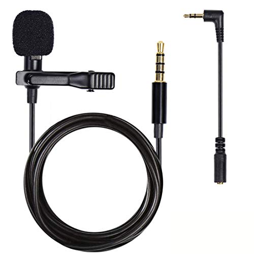 Arcopket Lapel Clip on Microphone, Lavalier Microphone Lapel Mic Omnidirectional Condenser Microphone for iPhone Android Computer PC Laptop Mic for Recording Video Conference Voice Dictation ASMR Mic