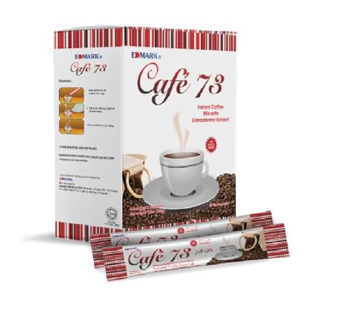 Edmark Sugar Free With Ganoderma Extract Coffee 73 Sachets Coffee, Arabica and Robusta Blend, Healthier Alternative, Light Brown, 12g × 20