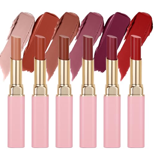 Beauty Glazed 6pcs Lip Gloss Set Matte Lip Gloss Velvety Silky Smooth Natural Waterproof Long Lasting Non-Stick Cup Moisturizer Makeup Durable Liquid Lipstick Sexy Makeup Cosmetic