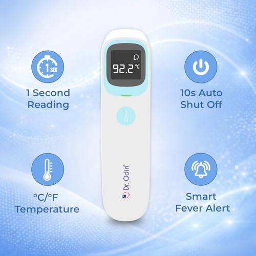 Image of Dr. Odin Smart Infrared Forehead Thermometer for Adults & Kids | Non-Contact Digital Temperature Gun with Instant Accurate Reading, Fever Alert, Backlit Display & Memory Function (OIR007BT)