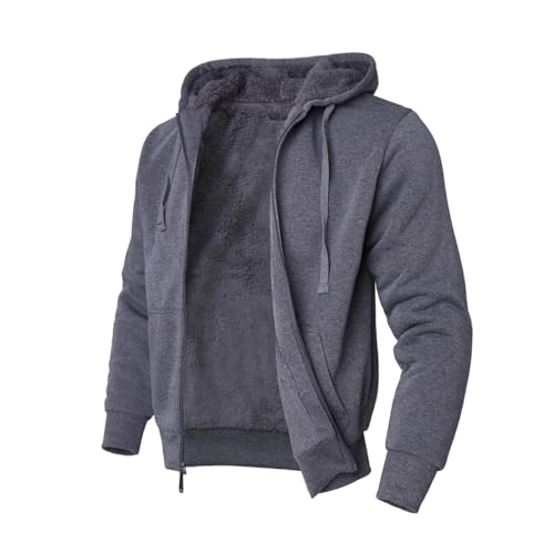 Image of TanBridge Sherpa Fleece Lined Hoodie Big and Tall Plaid Flannel Jacket Winter Coats for Men Zip Up Winter Warm Sweatshirts