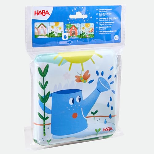 HABA Badebuch Regenspaß - Magisches Wasserbuch mit Zauber-Spieleffekt für Kinder ab 1 Jahr – Badebuch mit Überraschungseffekt - 2012342001
