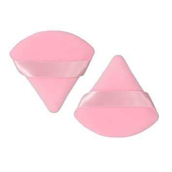 Triangle Powder Puff Makeup Puff Cosmetic Puff Soft Velour Face Powder Puff Wet Dry Dual-Use for Daily Makeup Foundation Cream Blush Brush (Multicolor, Pack of 2pcs)