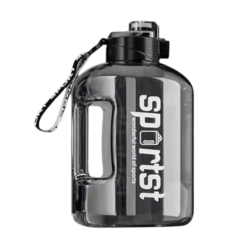 水筒 2リットル スポーツ 大容量 漏れにくい ハーフガロンウォーターボトル 2.6L 目盛付き 取っ手付き 軽量 スポーツボトル プラスチック 水筒 洗いやすい おしゃれ 水分補給 直飲み プレゼント ジム ヨガ 旅行(ブラック)