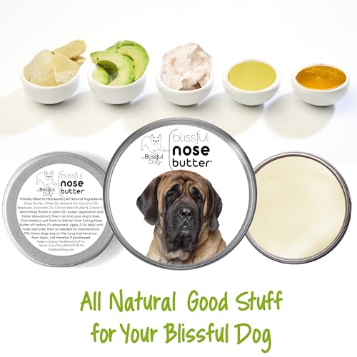 Image of The Blissful Dog Mastiff Nose Butter for Dry, Cracked Skin, Lick-Safe Dog Nose Balm with Moisturizing Shea Butter, Almond, Olive, and Essential Oils, Pet Supplies, Uncented, 1 oz.