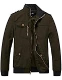 Wantdo Men's Cotton Stand Collar Windbreaker Jacket Large Army Green